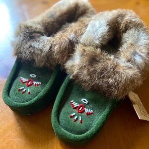 *NWT* Fur-lined Suede Moccasins